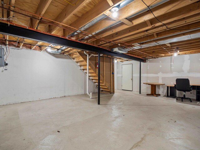 55374 Raspberry Dr, Macomb Twp, MI 48042 - unfinished basement featuring stairway