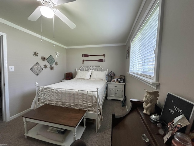 7338 Southwood St, Lexington, MI 48450 - bedroom with carpet floors, a ceiling fan, crown molding, and baseboards