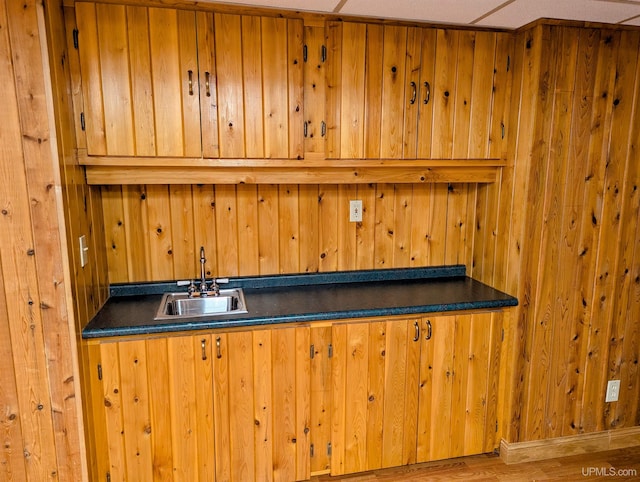 1002 Allouez Rd, Marquette, MI 49855 - indoor wet bar featuring wooden walls and wood finished floors