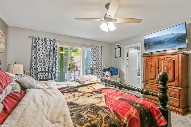 11770 Lennry Rd, Shelby Twp, MI 48315 - bedroom featuring access to outside, light colored carpet, and a ceiling fan