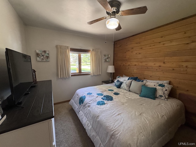 102 Forest Dr, Norway, MI 49870 - bedroom featuring carpet, baseboards, and ceiling fan