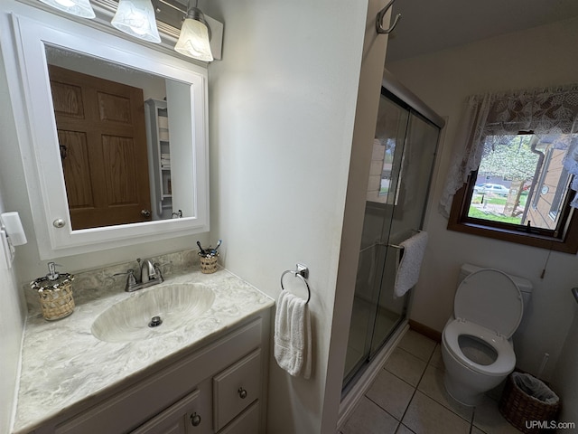 102 Forest Dr, Norway, MI 49870 - full bath featuring tile patterned floors, a shower stall, vanity, and toilet