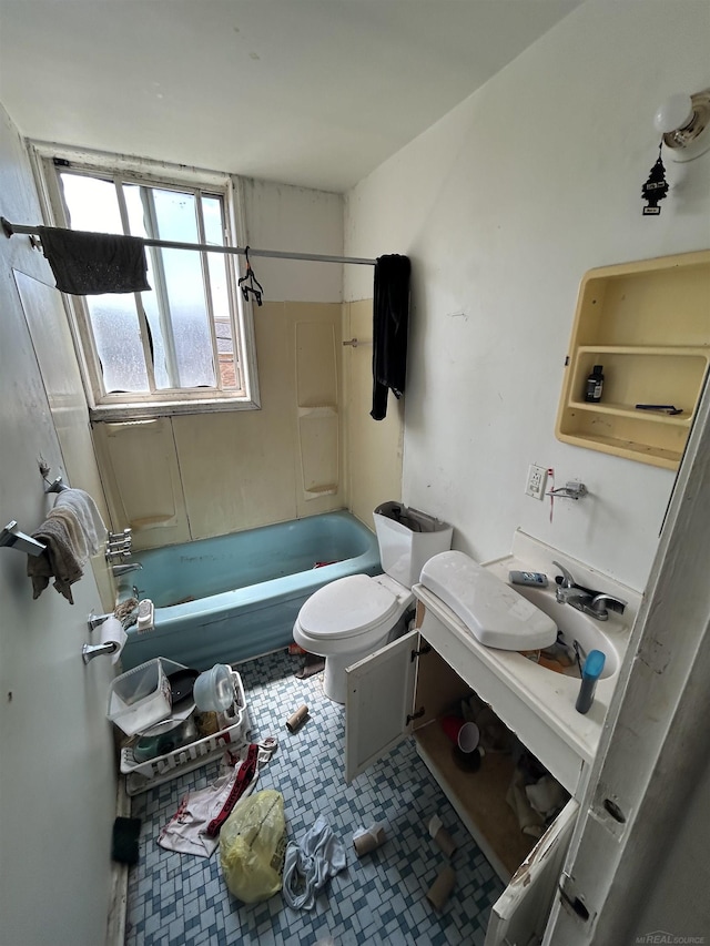 16501-16561 Greenfield Rd, Detroit, MI 48235 - full bathroom with toilet, shower / bathtub combination, tile patterned floors, and vanity