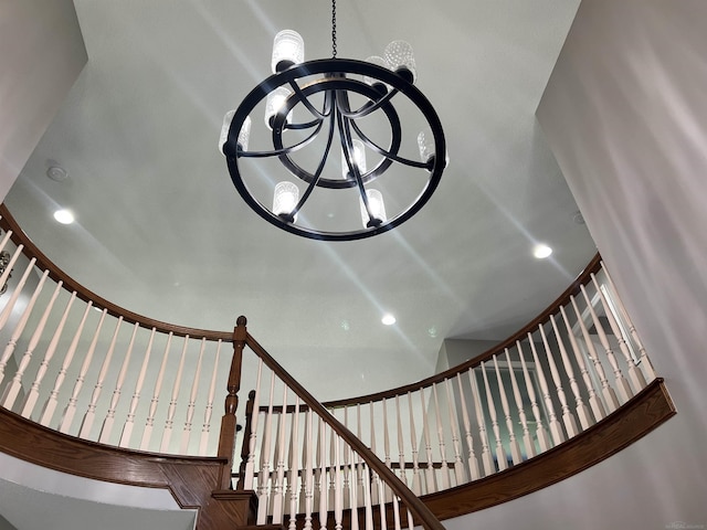 53641 Buckingham Ln, Shelby Twp, MI 48316 - stairs featuring a chandelier
