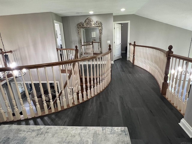53641 Buckingham Ln, Shelby Twp, MI 48316 - corridor featuring an upstairs landing, wood finished floors, baseboards, and recessed lighting