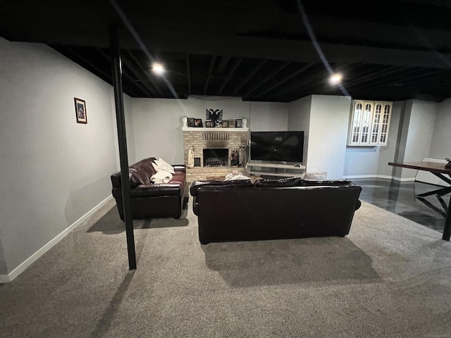 53641 Buckingham Ln, Shelby Twp, MI 48316 - living area featuring baseboards and a brick fireplace