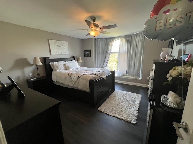 53641 Buckingham Ln, Shelby Twp, MI 48316 - bedroom featuring a ceiling fan, baseboards, and dark wood-style flooring