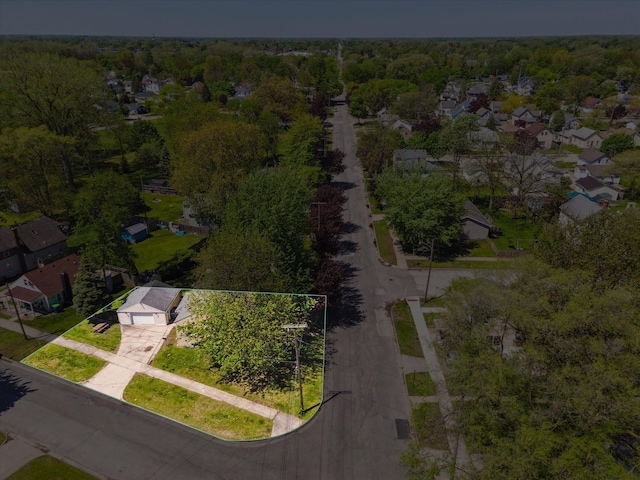 402 E Fisher St, Bay City, MI 48706 - aerial perspective of suburban area featuring property boundaries highlighted and a forest