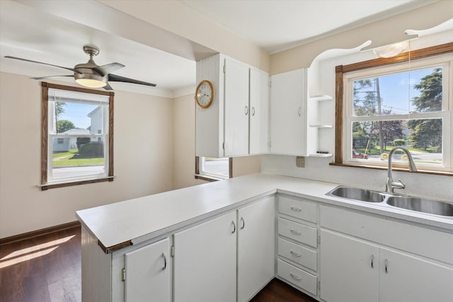 402 E Fisher St, Bay City, MI 48706 - kitchen with a sink, plenty of natural light, ceiling fan, and light countertops