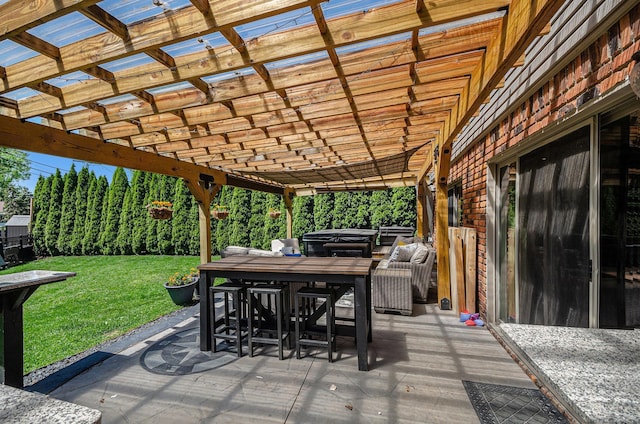38186 Jefferson Ave, Harrison Twp, MI 48045 - view of patio featuring outdoor dining space, a pergola, and grilling area