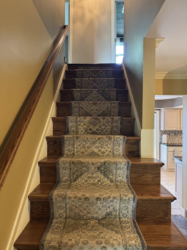 4283 Snoal Ln, Shelby Twp, MI 48316 - stairs featuring ornamental molding