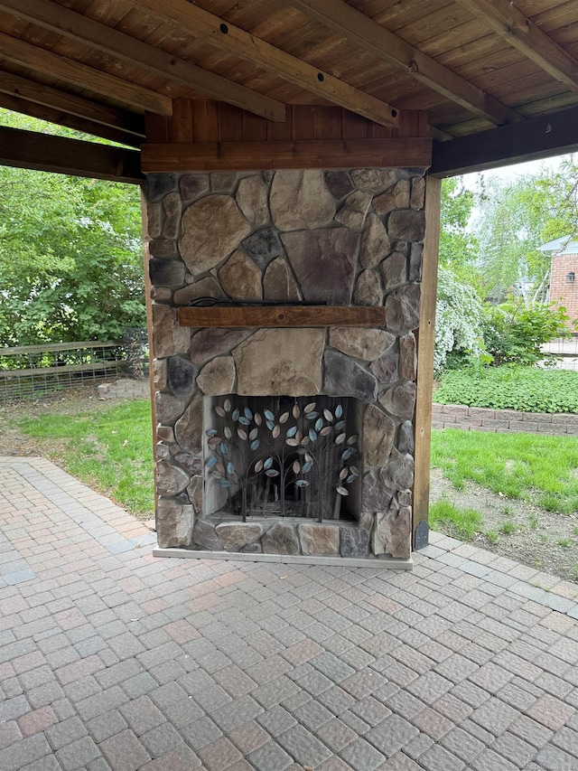 4283 Snoal Ln, Shelby Twp, MI 48316 - view of patio with a stone fireplace