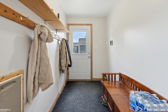 1497 Parke St, Rochester Hills, MI 48307 - mudroom with dark colored carpet and baseboards