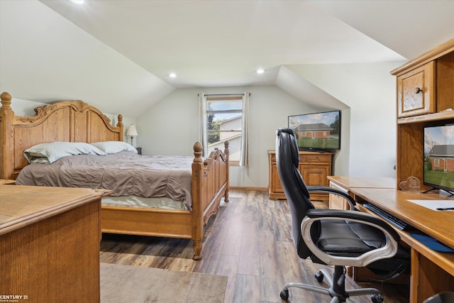 1497 Parke St, Rochester Hills, MI 48307 - bedroom featuring lofted ceiling, a desk, wood finished floors, and recessed lighting