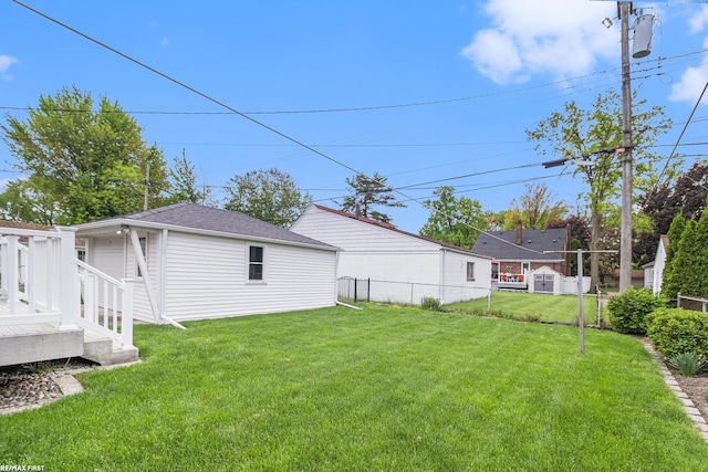 view of yard with a deck