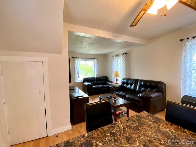 213 N Fifth St, Marquette, MI 49855 - living room with light wood finished floors and a ceiling fan