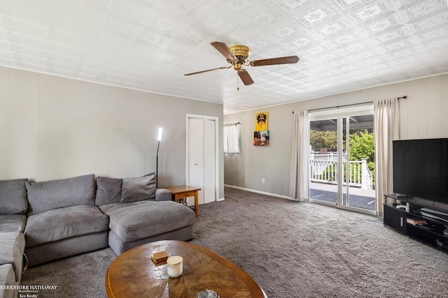 1131 Boyd St, Troy, MI 48083 - carpeted living area featuring ceiling fan and baseboards