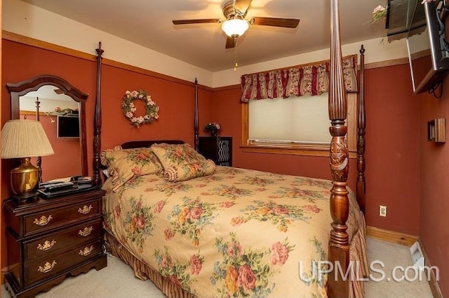 18918 Canal Rd, Houghton, MI 49931 - bedroom featuring light colored carpet and ceiling fan