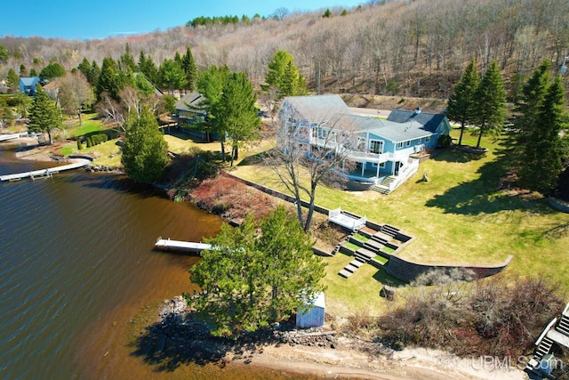 18918 Canal Rd, Houghton, MI 49931 - view from above of property with a nearby body of water and a forest