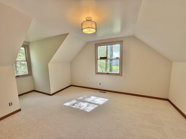 555 W Saxton Rd, Sanford, MI 48657 - bonus room featuring plenty of natural light, vaulted ceiling, carpet floors, and baseboards