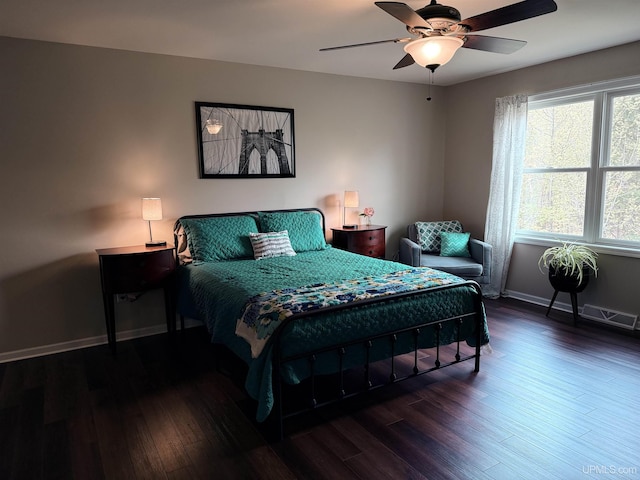 1300 W Sharon Ave, Houghton, MI 49931 - bedroom with wood finished floors, baseboards, and a ceiling fan
