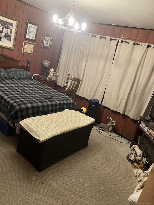 63150 Mound Rd, Washington Twp, MI 48095 - bedroom featuring carpet flooring and wooden walls