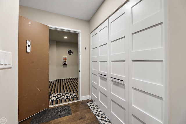 2102 Pauline Blvd Unit 304, Ann Arbor, MI 48103 - corridor with dark wood-style flooring, recessed lighting, and baseboards