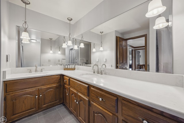 53638 Sherwood Ln, Shelby Twp, MI 48315 - full bath with tile patterned flooring and double vanity