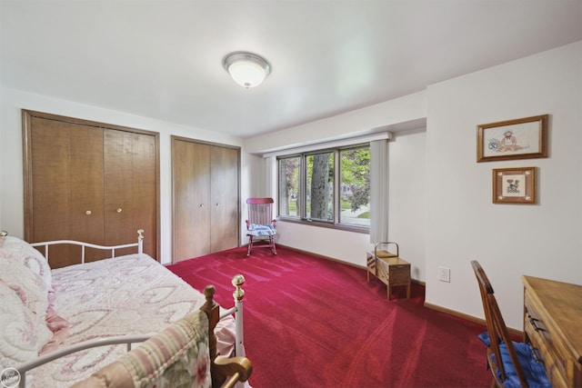 53638 Sherwood Ln, Shelby Twp, MI 48315 - carpeted bedroom featuring two closets and baseboards
