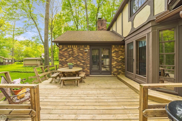 53638 Sherwood Ln, Shelby Twp, MI 48315 - wooden terrace with outdoor dining area