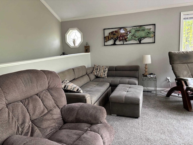 2913 W Howard Rd, Beaverton, MI 48612 - carpeted living room featuring crown molding, healthy amount of natural light, and baseboards