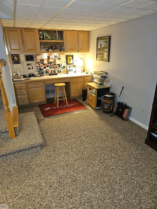 4324 Clear Creek Ct, Oakland Twp, MI 48306 - bar area featuring built in study area, a drop ceiling, and baseboards