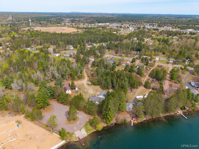 93 E Johnson Lake Rd, Gwinn, MI 49841 - aerial overview of property's location with a nearby body of water
