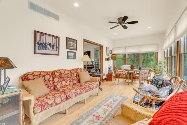 3905 Lakeshore Rd, Lexington, MI 48450 - living room with wood finished floors, ceiling fan, and recessed lighting
