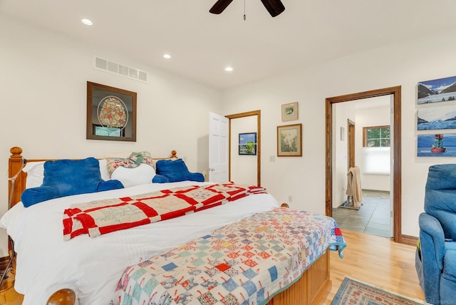 3905 Lakeshore Rd, Lexington, MI 48450 - bedroom featuring recessed lighting, light wood finished floors, and a ceiling fan