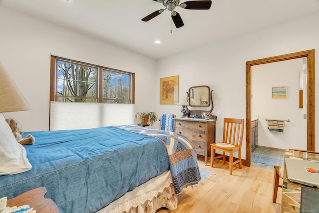 3905 Lakeshore Rd, Lexington, MI 48450 - bedroom featuring light wood-type flooring, recessed lighting, and a ceiling fan