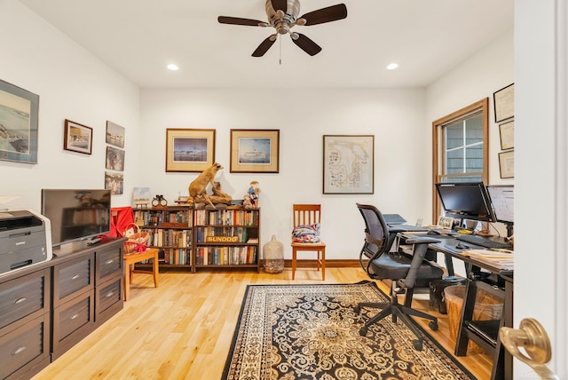 3905 Lakeshore Rd, Lexington, MI 48450 - office area featuring light wood-style floors, ceiling fan, and recessed lighting