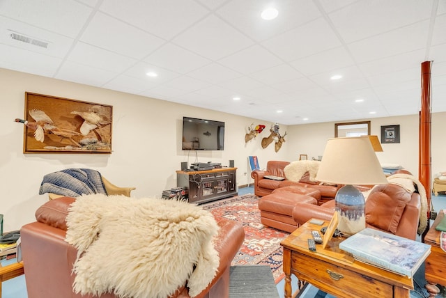 3905 Lakeshore Rd, Lexington, MI 48450 - living area featuring a drop ceiling and recessed lighting