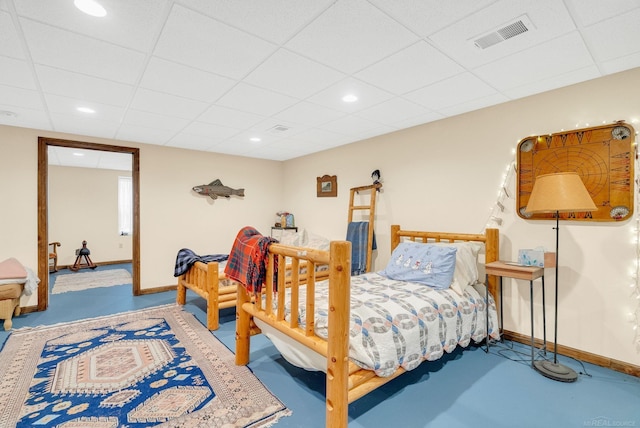 3905 Lakeshore Rd, Lexington, MI 48450 - bedroom featuring baseboards, a paneled ceiling, and recessed lighting