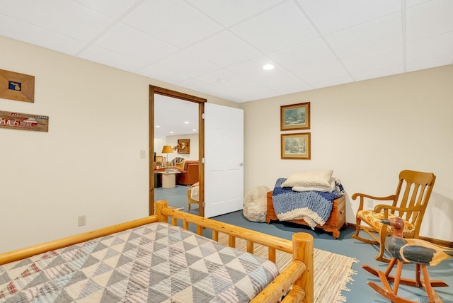 3905 Lakeshore Rd, Lexington, MI 48450 - bedroom with carpet, baseboards, recessed lighting, and a drop ceiling