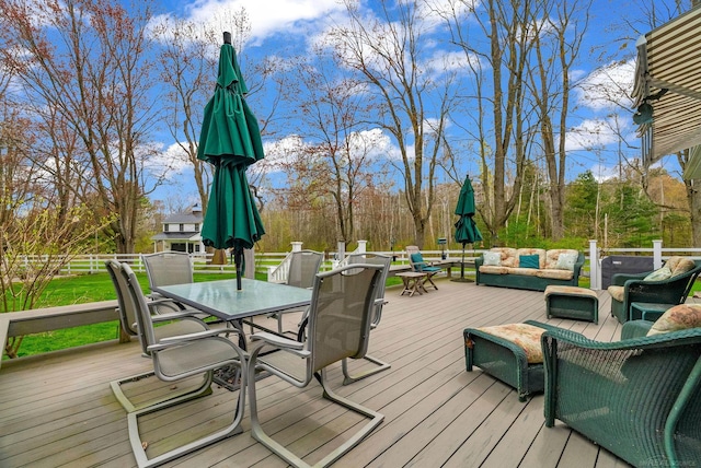 3905 Lakeshore Rd, Lexington, MI 48450 - wooden terrace featuring outdoor dining space and an outdoor hangout area