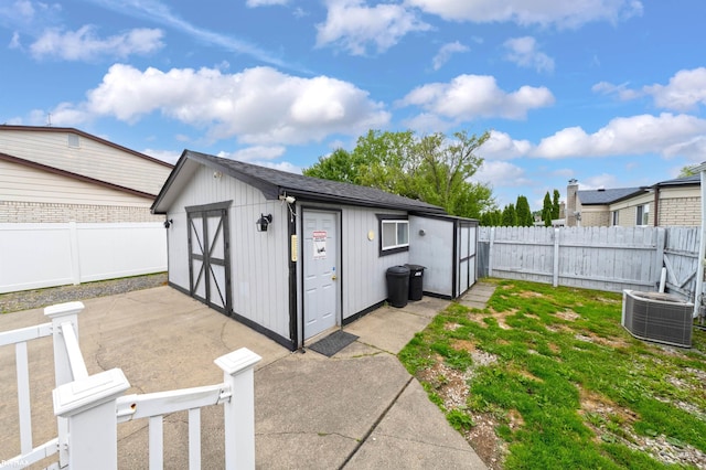 37601 Dartmouth Dr, Sterling Heights, MI 48310 - view of yard featuring cooling unit, an outdoor structure, and a patio