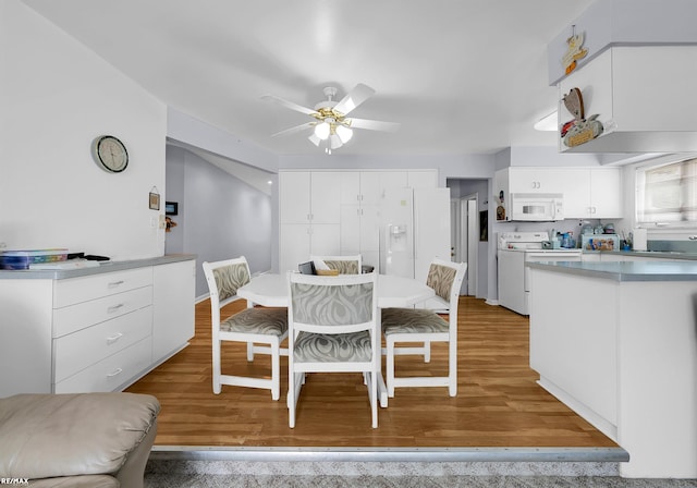37601 Dartmouth Dr, Sterling Heights, MI 48310 - dining room featuring light wood-type flooring and a ceiling fan