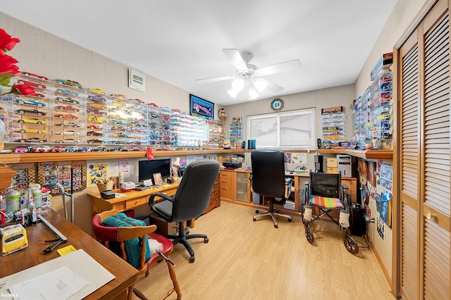 37601 Dartmouth Dr, Sterling Heights, MI 48310 - office area featuring wood finished floors and a ceiling fan
