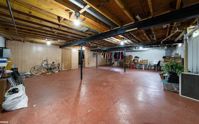 37601 Dartmouth Dr, Sterling Heights, MI 48310 - unfinished basement with wooden walls