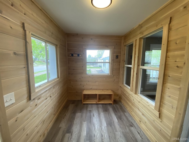 317 Lane Ave, Iron Mountain, MI 49802 - mudroom with wood walls and wood finished floors