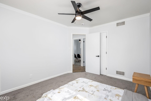 3168 Herbell Dr, Waterford, MI 48328 - bedroom featuring carpet floors, baseboards, a ceiling fan, and ornamental molding