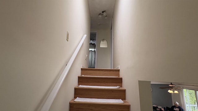 7741 White Birch St, Farwell, MI 48622 - stairway featuring ceiling fan