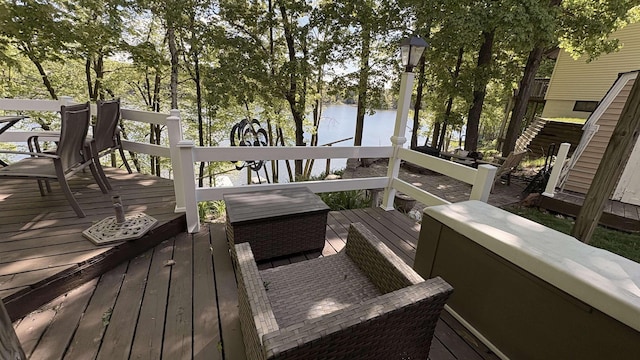 7741 White Birch St, Farwell, MI 48622 - deck featuring a water view