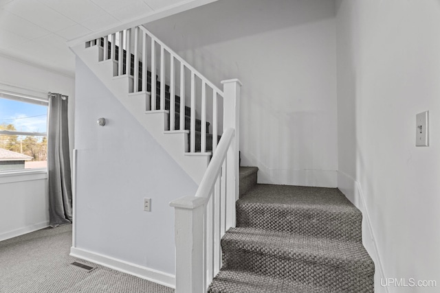 336 Fulton St, Mohawk, MI 49950 - staircase featuring baseboards and carpet flooring